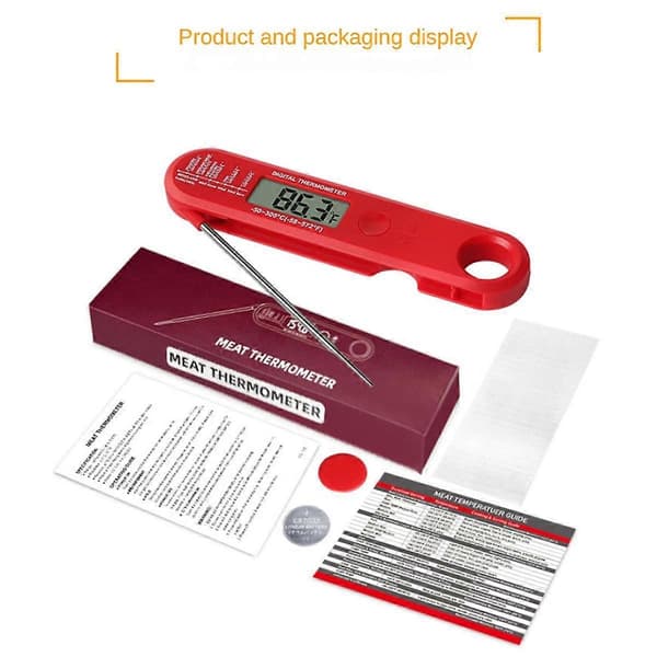 Vikbar kötttermometer Digital snabbläsande kötttermometer för grillning och matlagning för kök utomhus, BBQ, bageri