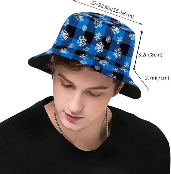 Mode julpläd Snöflingor Bucket Hat Solhatt Fiskarhatt för män