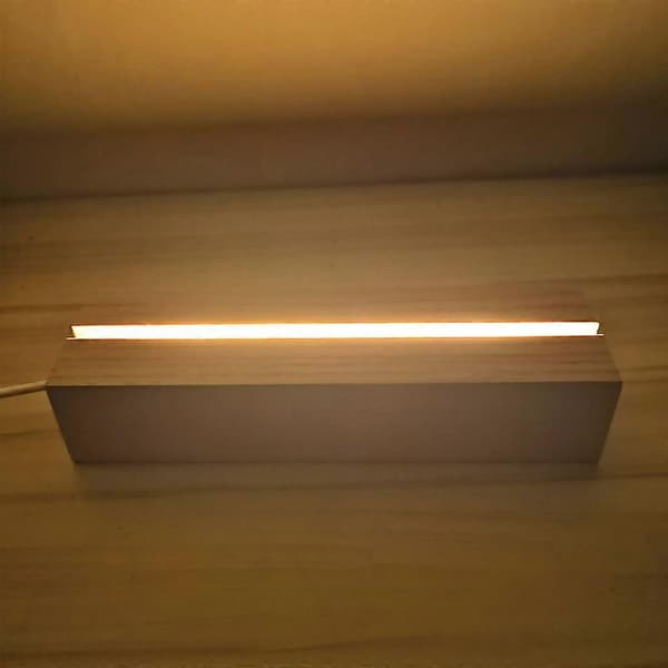 Bøk Tre Lysbaser USB-drevet LED Nattlys Bordlampe Baseholder