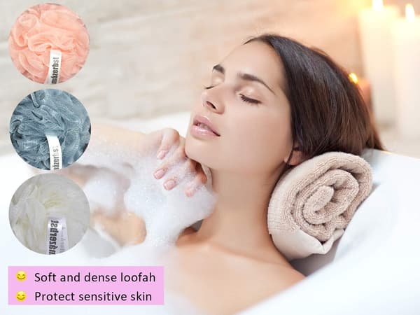luffa, Luffa-svamp för kvinnor och män, Dusch Luffa Set om 3 (B