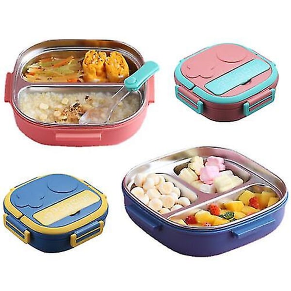 Lunchlåda Mat Isolerad Varmare Skol Thermal Matbehållare Vuxen Barn3-fack Rosa 3-compartments Pink