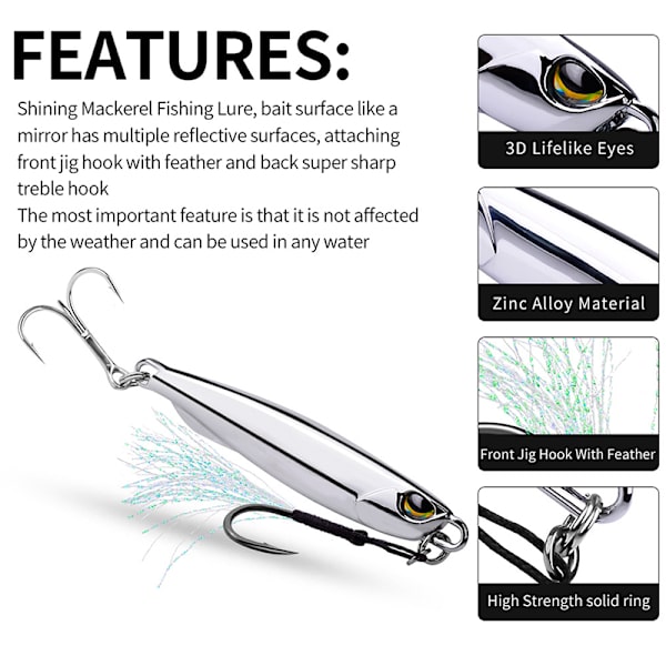15g//30g/40g Metal Jig Fishing Lure Vikter Trolling Hard Ba 20g