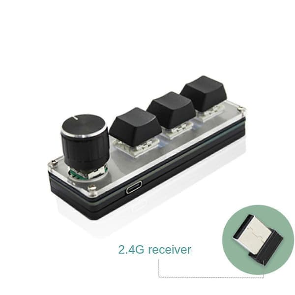 3 taster trådløst tilpasseligt tastatur 2.4G USB 2 tilstande multifunktionelle bærbare hot-swappable taster