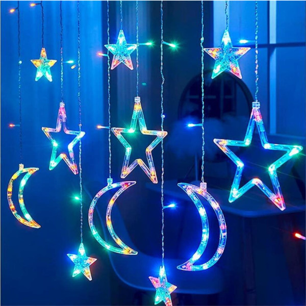 LED lysgardin for vindu - Fairy Lights - Julebelysning - LED Fairy Lights - Stjernegardin - LED Fairy Lights (Varmhvit)