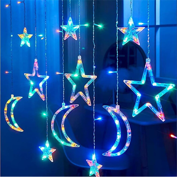 LED lysgardin til vindue - Fairy Lights - Julebelysning - LED Fairy Lights - Star Curtain - LED Fairy Lights (Varm hvid)