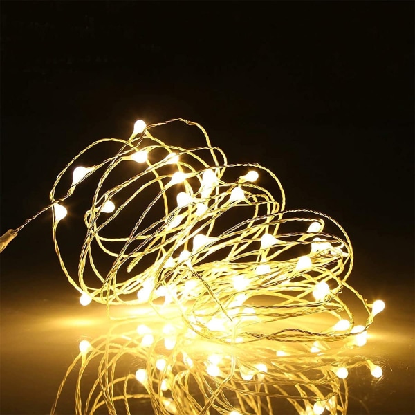 LED String Light Udendørs 10m 20m Fjernbetjening Timing Batteri USB Have Fairy Light Til Hjemmefest Juledekoration Warm white 5M 50LED