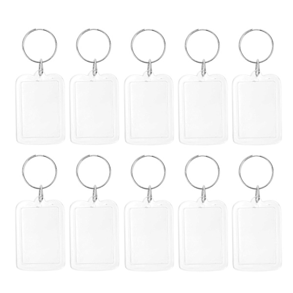 10 stk Blank Innsett Foto Bilderamme Delt Ring Nøkkelring 4*5,6cm 5*3.3cm