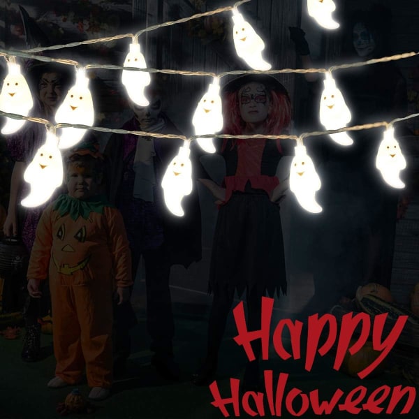 Halloween Ghost String Lights 15ft 30 LED Pumpkin Ghost Lights