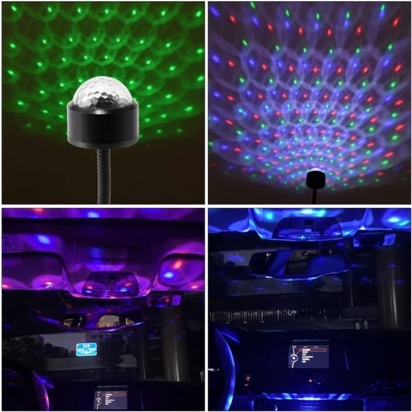 Led projektorljus Discolampa för bil USB ljus Ljudaktiverad