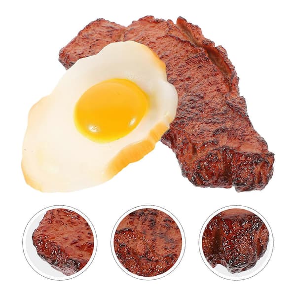 2 stk kunstig falsk biff realistisk simulering mat kunstig posjert egg fotorekvisitt