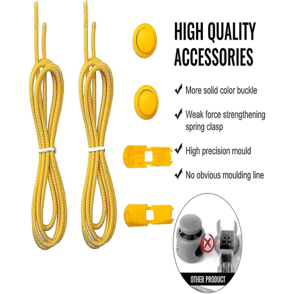 Elastiske skolisser uten knyting hver/48 tommer, 1 par stretch-skolisser i latekslås for barn og voksne sneakers yellow
