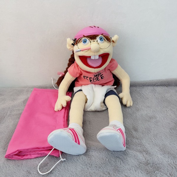 Handdockor i lager, roliga plyschleksaker för pojkar, tygdockor, jeffy fingerdocka Jeff hand puppet