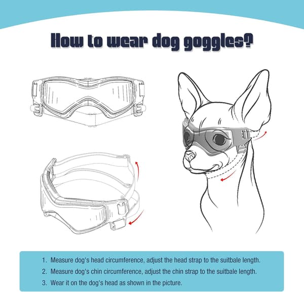 Dog Goggles Small Breed, Easy Wear Small Dog Solglasögon, Adjustab