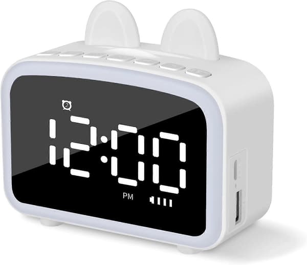 Digital vekkerklokke, speil LED digital klokke med (hvit)