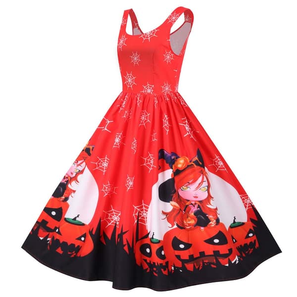 Lady ærmeløs Halloween Festkjole Rockabilly wing Kjole C S