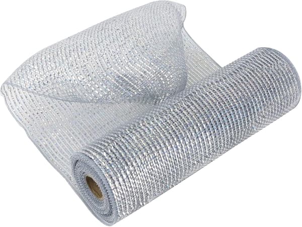 Silver Mesh Band Silver Deco Mesh Ribbon 10 tum Bred Silver Mesh Band för