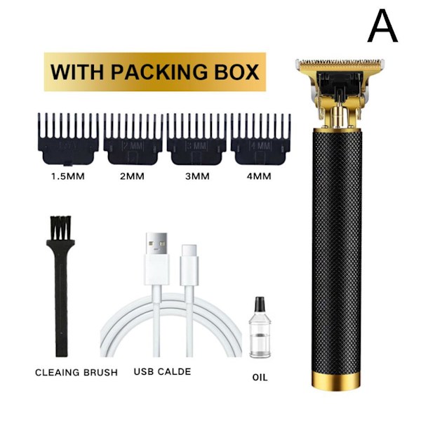 Elektrisk Hårklippare Trimmer USB Uppladdningsbar Razor Clipper Sha black 1 set