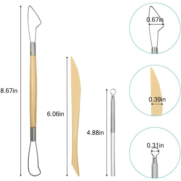 22 st Skulpteringsverktyg Set, Trähandtag Metall Plastskrapa