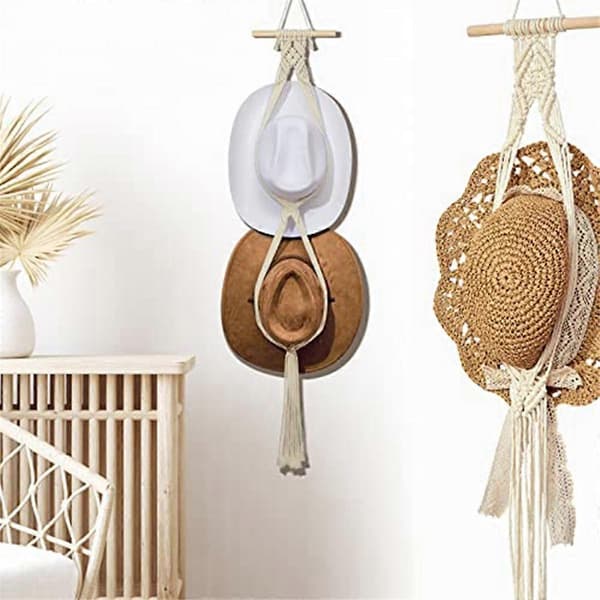 Hatthängare Boho Hatthylla Hatthängare Bakom Dörren Hatthållare Hängande Hattdekoration, 3-vånings