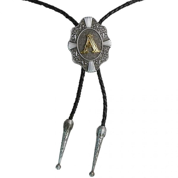 ACD Initial Letter Western Cowboy Rodeo Bolo Tie Man Ornaments Bokstaven A