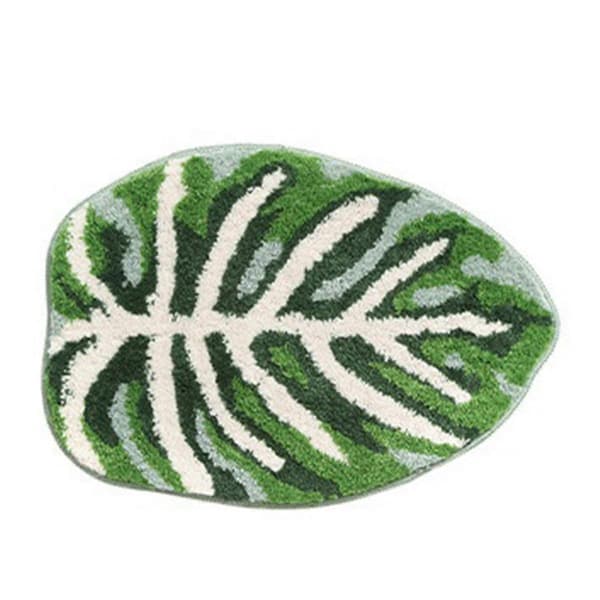 Grønn bladmatte Anti- Palmformet baderomsmatte Monstera Søt badematte Superabsorberende badematte Baderomsrye, B