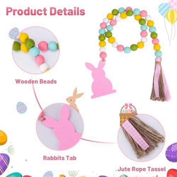Påske treperlekrans, rosa kanin vår treperlekrans med, treperler påske boho dekor