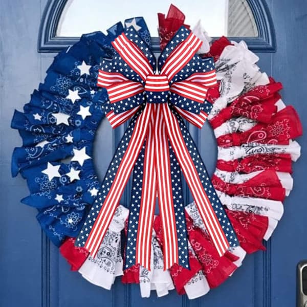 2 ST Stor patriotisk sløjfe 24 tommer Amerika flag Sløjfe til krans Stjerner & striber