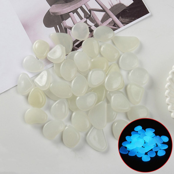 Glow in The Dark Rocks Glødende akvarium Pebbles Hage Akvarium Steiner 200STK White