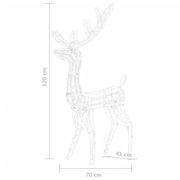 vidaXL Juledekorasjon reinsdyr akryl 140 LED 120 cm kaldhvit white