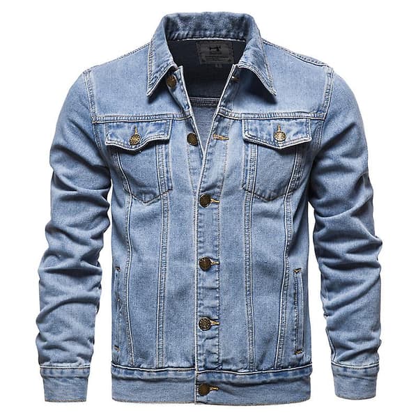 Vår höst, jeansjacka för män Casual Slim Jacka, jeansjacka för herr#axsl1089 Blue L