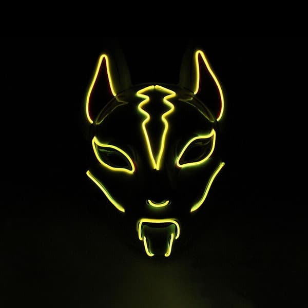 Halloween Fox Drift Mask Ljusmask Rollspel Yellow