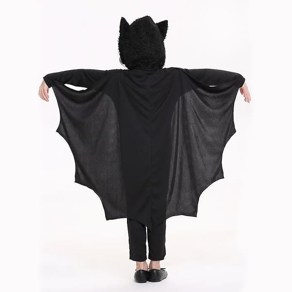 Barn vampyr fladdermus jumpsuit + handskar Halloween kostym 140cm