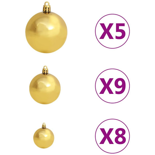vidaXL Plastgran med LED och julgranskulor grön 120 cm Grön