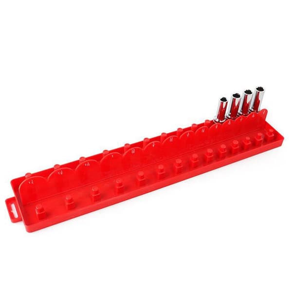 1/2 Socket Organizer Holder Rack Sleeve Oppbevaringsfeste Verktøykasse Red Imperial L 1Set