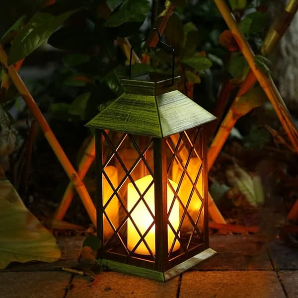 Solar Lantern, LED Solar Lamp Outdoor, med LED Candle Flame Fire Effect [Energiklass A+]