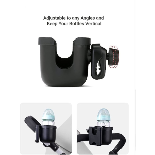 Baby Universal Barnevognkopp og Sykkel Vannflaskeholder Med Telefonholder Black