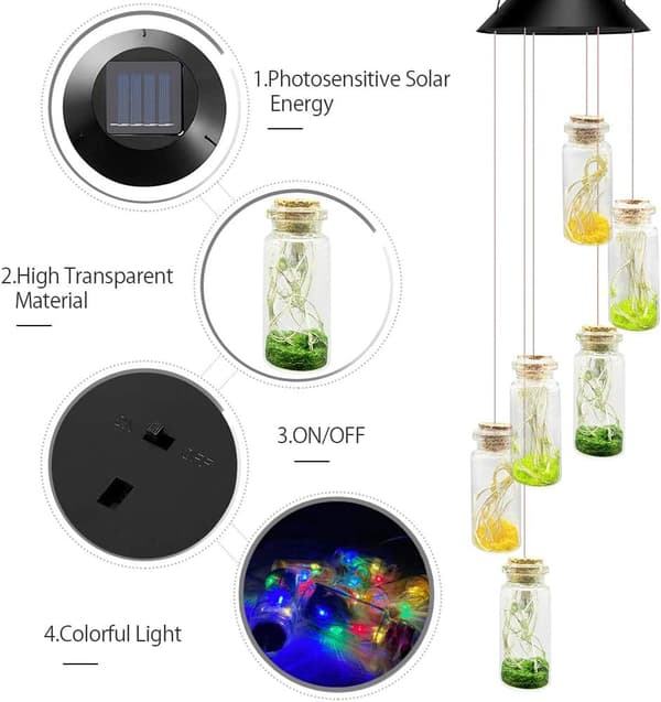 Aurinkotuulikello - Värikäs toivepullo Aurinkotuulikellot Ulkokoristevalot IP:llä
