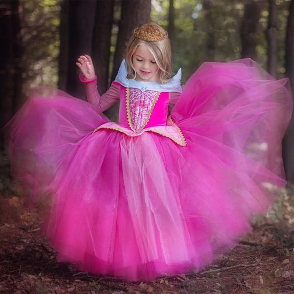 Tornerose Gallakjole til piger Halloween Party blue 5-6Years
