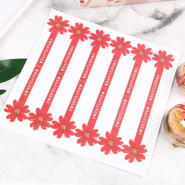 10 st Midhöstens Mooncake Sticker 3D Persika Blomma Safflor Spänne Mini Cupcake Box Förpackningsdekaler Etiketter Leverans Pink