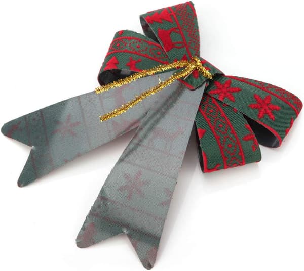 Julbåge grön med röda renar och julgransmönster, 5,5"x7"