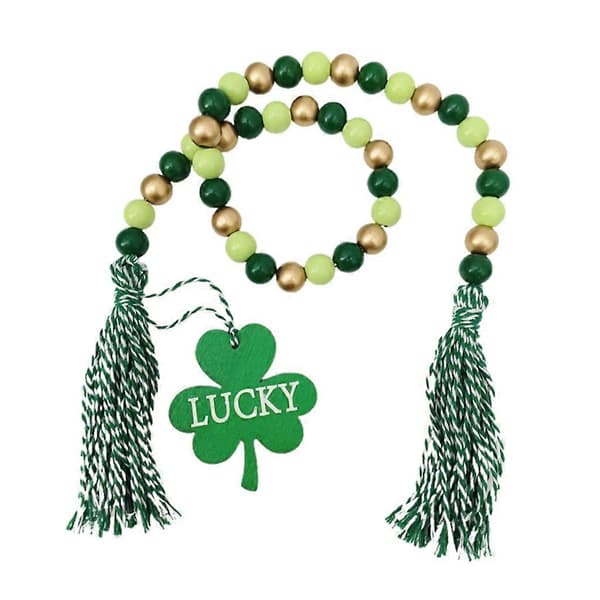 Saint Patrick's Day Träpärlkrans Dekorativa Hängtillbehör
