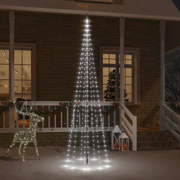 vidaXL Juletre for flaggstang kaldhvit 310 LED-er 300 cm