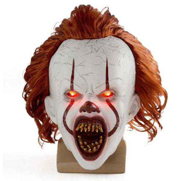 Halloween Mask Skrämmande Pennywise Skrämmande clown Helansikte Skräckkostym Fest Semester Cosplay Dekoration Rekvisita Vuxen