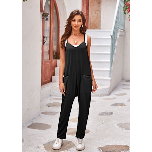 Kaisole jumpsuit med løs lynlås black m