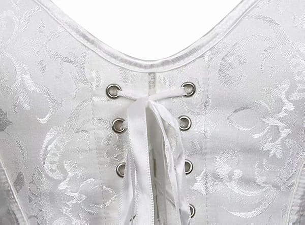 Korsetter för kvinnor Overbust Bustier Top Gothic Sexy Shoulder White-6806 L