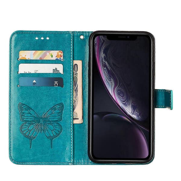 Etui til iPhone Xr 6.1\" Flip Etui Premium Lær Preget Magnetisk - BlåP2021122421