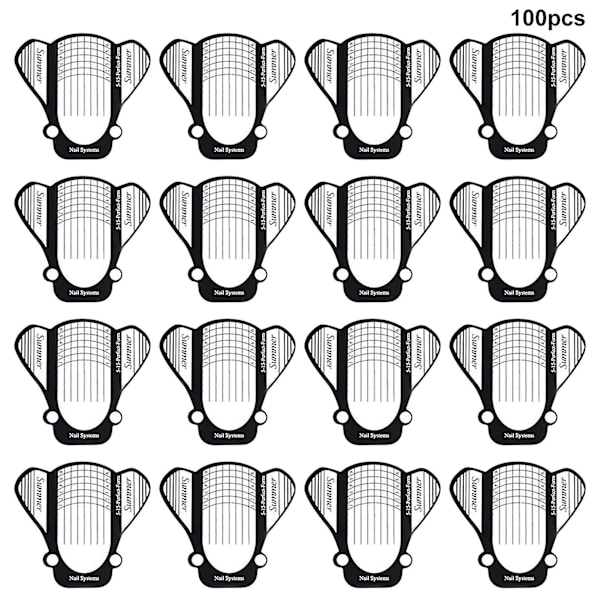 100 st för akryl Flexibel Hållbar Bee Form Fast Guide Stencils Förlängningsfilm