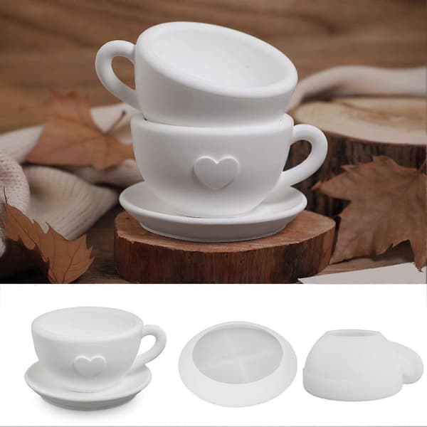 Silikon kaffekoppformer Lysestake DIY støpeform for betong tekoppform Gave til kunst og håndverk