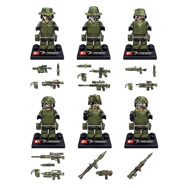6st Falcon Commando Minifigure Militär monteringsleksak
