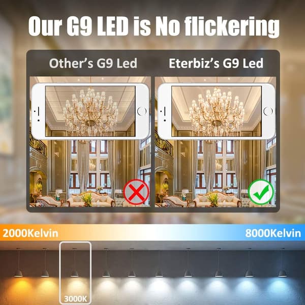 G9 LED-lampa, 5W Motsvarar 50W G9 Halogen, 500LM, varmvit 3